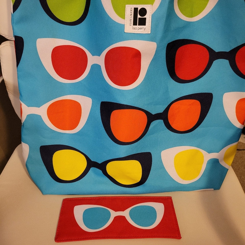 Estée Lauder Lisa Perry Eyeglass Pattern Tote & Eyeglass Case ~ Travel Beach